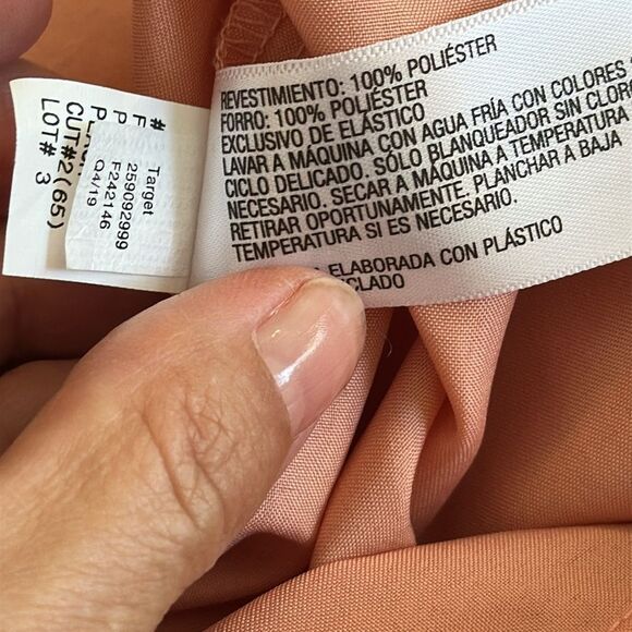 NWOT Prologue Peach Hi-Lo dress with smocked waistband & button front - Picture 9 of 10